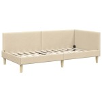 vidaXL Cadru de pat colțar cu headboard Crem 90 cm x 190 cm Catifea