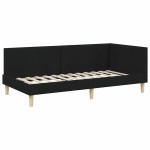 vidaXL Cadru de pat colțar cu headboard Negru 90 cm x 200 cm Catifea