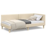 vidaXL Cadru de pat colțar cu headboard Crem 90 cm x 200 cm Catifea