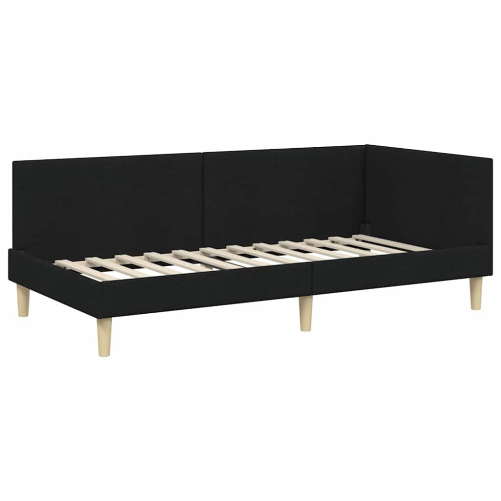 vidaXL Cadru de pat colțar cu headboard Negru 100 cm x 200 cm Catifea