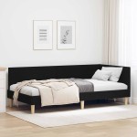 vidaXL Cadru de pat colțar cu headboard Negru 100 cm x 200 cm Catifea