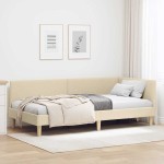vidaXL Cadru de pat colțar cu headboard Crem 100 cm x 200 cm Catifea