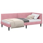 vidaXL Cadru de pat colțar cu headboard Roz 80 cm x 200 cm Catifea