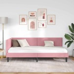 vidaXL Cadru de pat colțar cu headboard Roz 80 cm x 200 cm Catifea
