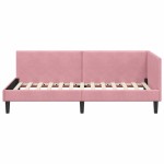 vidaXL Cadru de pat colțar cu headboard Roz 80 cm x 200 cm Catifea