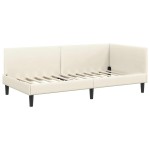 vidaXL Cadru de pat colțar cu headboard Crem 80 cm x 200 cm Catifea