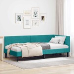 vidaXL Cadru de pat colțar cu headboard Turcoaz 80 cm x 200 cm Catifea