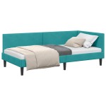 vidaXL Cadru de pat colțar cu headboard Turcoaz 80 cm x 200 cm Catifea