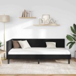 vidaXL Cadru de pat colțar cu headboard Negru 90 cm x 190 cm Catifea