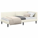 vidaXL Cadru de pat colțar cu headboard Crem 90 cm x 190 cm Catifea
