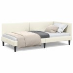 vidaXL Cadru de pat colțar cu headboard Crem 90 cm x 190 cm Catifea