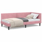 vidaXL Cadru de pat colțar cu headboard Roz 90 cm x 200 cm Catifea