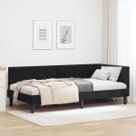 vidaXL Cadru de pat colțar cu headboard Negru 90 cm x 200 cm Catifea