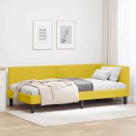 vidaXL Cadru de pat colțar cu headboard Galben 100 cm x 200 cm Catifea