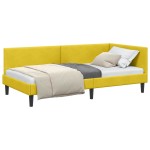 vidaXL Cadru de pat colțar cu headboard Galben 100 cm x 200 cm Catifea