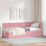 vidaXL Cadru de pat colțar cu headboard Roz 80 cm x 200 cm Catifea
