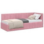 vidaXL Cadru de pat colțar cu headboard Roz 80 cm x 200 cm Catifea