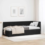 vidaXL Cadru de pat colțar cu headboard Negru 80 cm x 200 cm Catifea