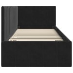 vidaXL Cadru de pat colțar cu headboard Negru 80 cm x 200 cm Catifea