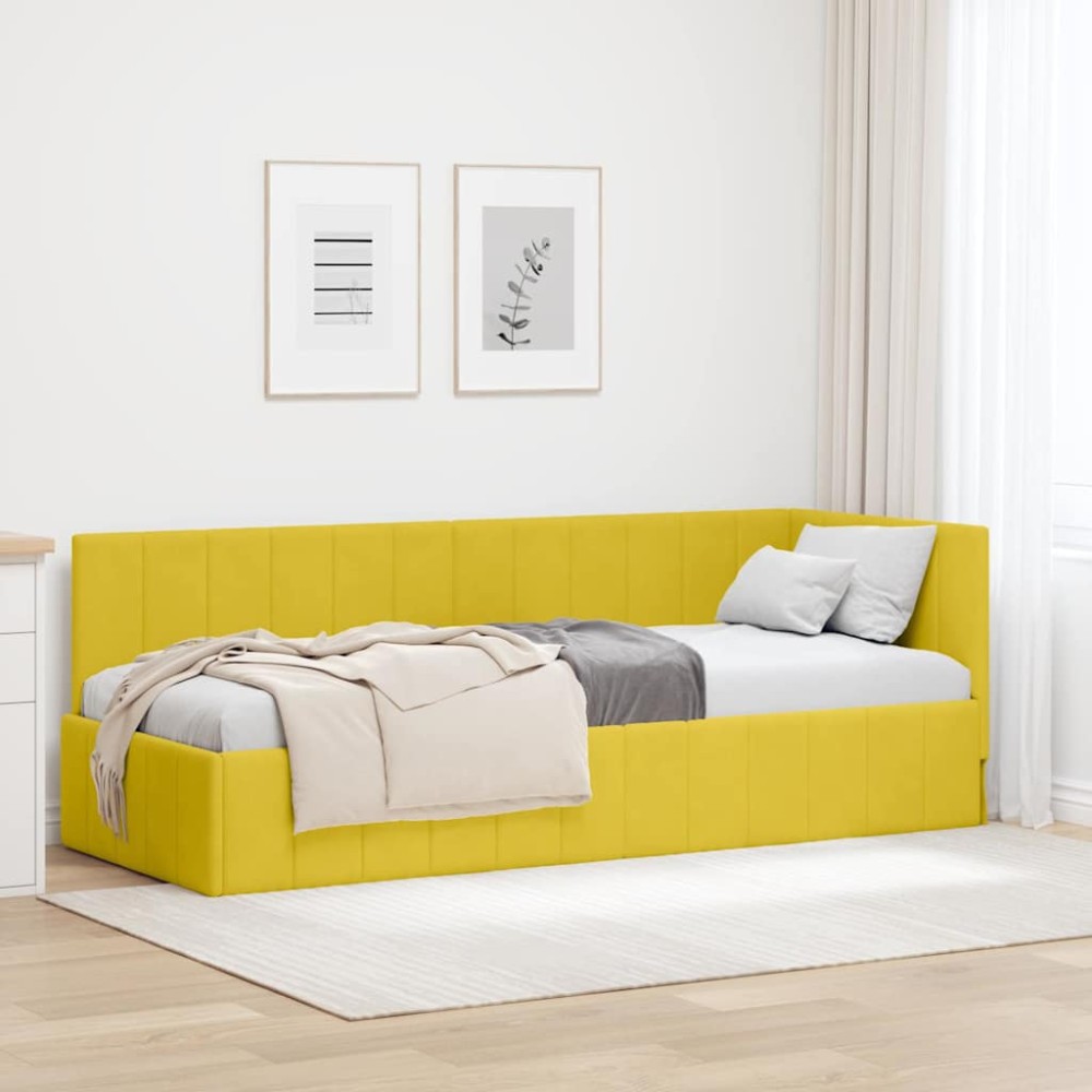 vidaXL Cadru de pat colțar cu headboard Galben 80 cm x 200 cm Catifea