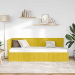 vidaXL Cadru de pat colțar cu headboard Galben 80 cm x 200 cm Catifea