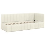 vidaXL Cadru de pat colțar cu headboard Crem 80 cm x 200 cm Catifea