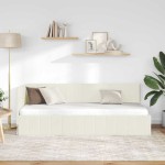 vidaXL Cadru de pat colțar cu headboard Crem 80 cm x 200 cm Catifea