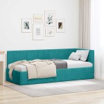 vidaXL Cadru de pat colțar cu headboard Turcoaz 80 cm x 200 cm Catifea