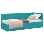 vidaXL Cadru de pat colțar cu headboard Turcoaz 80 cm x 200 cm Catifea