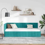 vidaXL Cadru de pat colțar cu headboard Turcoaz 80 cm x 200 cm Catifea