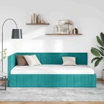 vidaXL Cadru de pat colțar cu headboard Turcoaz 90 cm x 190 cm Catifea