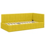 vidaXL Cadru de pat colțar cu headboard Galben 90 cm x 200 cm Catifea