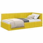 vidaXL Cadru de pat colțar cu headboard Galben 90 cm x 200 cm Catifea