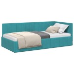 vidaXL Cadru de pat colțar cu headboard Turcoaz 90 cm x 200 cm Catifea