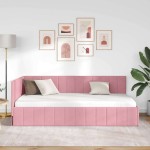 vidaXL Cadru de pat colțar cu headboard Roz 100 cm x 200 cm Catifea