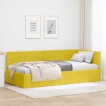 vidaXL Cadru de pat colțar cu headboard Galben 100 cm x 200 cm Catifea