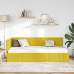 vidaXL Cadru de pat colțar cu headboard Galben 100 cm x 200 cm Catifea