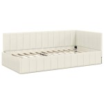 vidaXL Cadru de pat colțar cu headboard Crem 100 cm x 200 cm Catifea