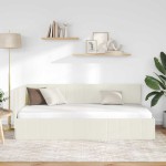 vidaXL Cadru de pat colțar cu headboard Crem 100 cm x 200 cm Catifea