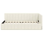 vidaXL Cadru de pat colțar cu headboard Crem 100 cm x 200 cm Catifea