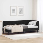 vidaXL Cadru de pat colțar cu headboard Negru 80 cm x 200 cm Catifea