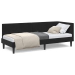 vidaXL Cadru de pat colțar cu headboard Negru 80 cm x 200 cm Catifea