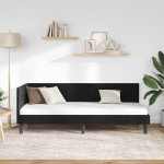 vidaXL Cadru de pat colțar cu headboard Negru 80 cm x 200 cm Catifea
