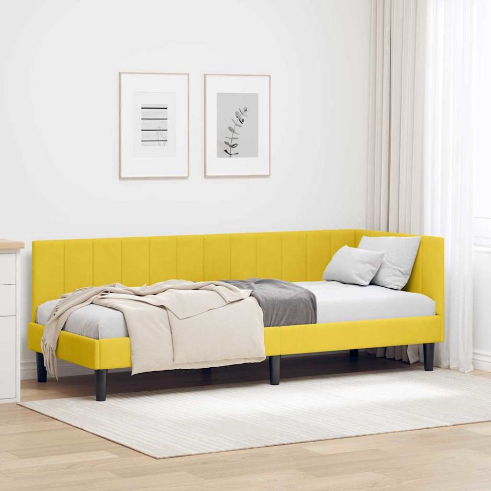 vidaXL Cadru de pat colțar cu headboard Galben 80 cm x 200 cm Catifea