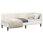 vidaXL Cadru de pat colțar cu headboard Crem 80 cm x 200 cm Catifea