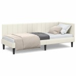 vidaXL Cadru de pat colțar cu headboard Crem 80 cm x 200 cm Catifea
