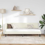 vidaXL Cadru de pat colțar cu headboard Crem 80 cm x 200 cm Catifea