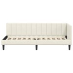 vidaXL Cadru de pat colțar cu headboard Crem 80 cm x 200 cm Catifea