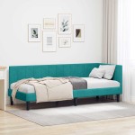 vidaXL Cadru de pat colțar cu headboard Turcoaz 80 cm x 200 cm Catifea