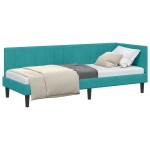vidaXL Cadru de pat colțar cu headboard Turcoaz 80 cm x 200 cm Catifea